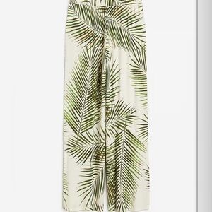 H&M Green Palm Print Wide Leg Pants